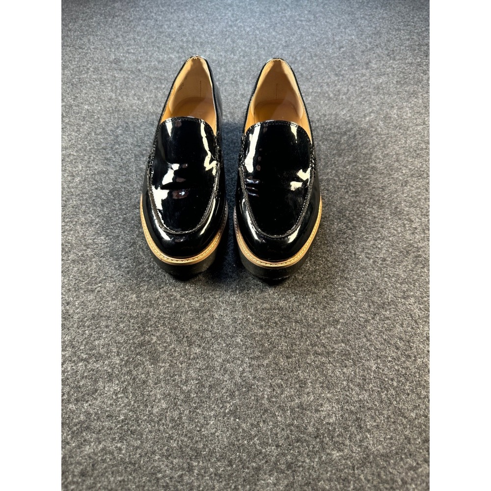 Franco Sarto Cypress Black Patent Lug Sole Loafers Womens 6M Platform Shoes